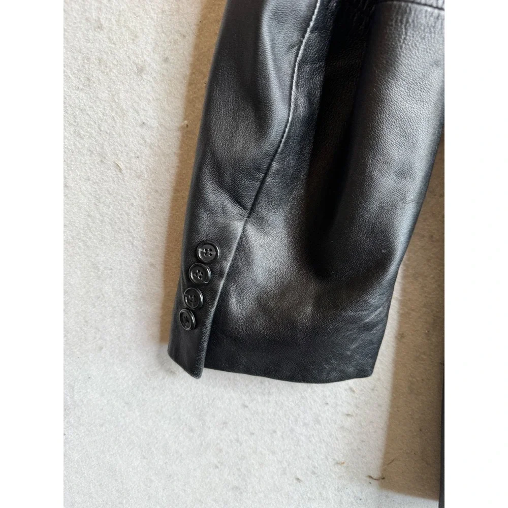 Alfani Positano Mens Black Genuine Leather 3 Button Blazer Jacket Size 40R